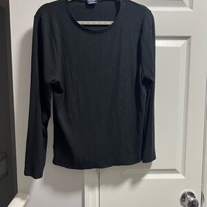 Splendid Black Ribbed Long Sleeve Top